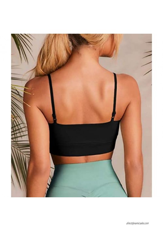 Coololi Women's Padded Wrap Sports Bra Fitness Aajustable Strappy Workout Yoga Camisole