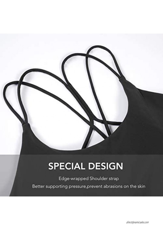 Evercute Longline Sports Bra for Women Crop Top Padded Strappy Workout Tank Shirts Yoga Fitness Camisoles Criss Cross Back