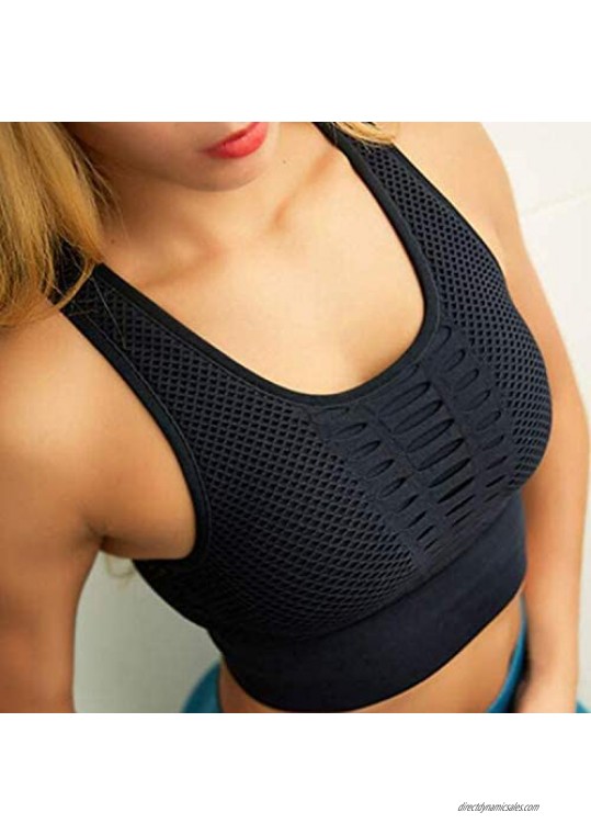 FITTOO Women's Seamless Sports Bras Hollowout Activewear Fitness Workout Yoga Running Crop Tops