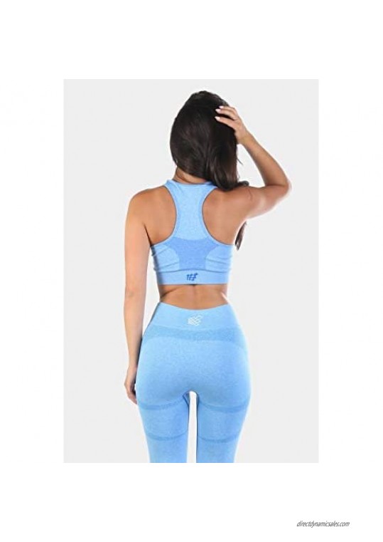 Jed North Women's Yoga Running Racerback Seamless Gym Fitness Workout Sports Bra & Long Sleeve Crop Top