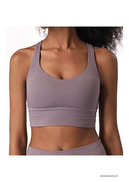 Kimmery Womens Strappy Sports Bras Padded Supportive Wirefree Yoga Bra Tops