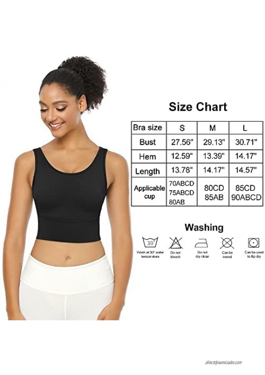 Lushforest Workout Running Bras Sports Bra Yoga Bra Strappy Full-Support Padded Sports Gym Crop Tank Tops Fitness for Women