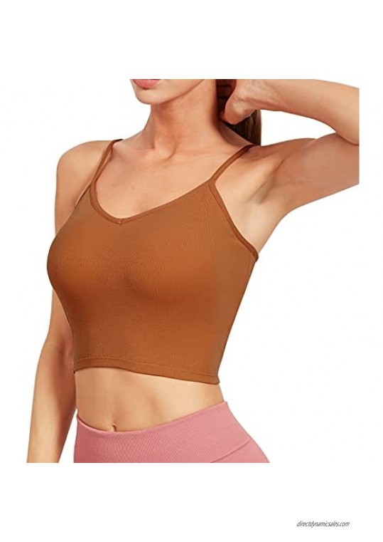 Plus Size Tank Tops-Built in Padded Sports Bra Workout Yoga Crop Top
