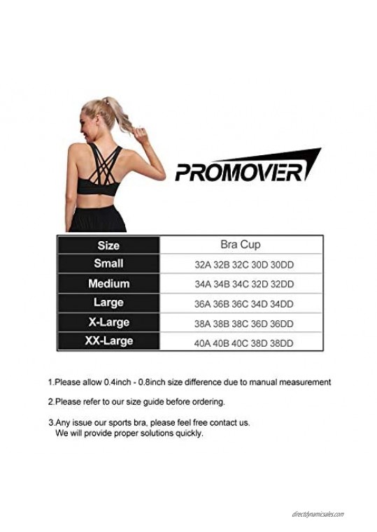 Promover Padded Sports Bras for Women Medium Support Activewear Strappy Wirefree Yoga Workout Tops