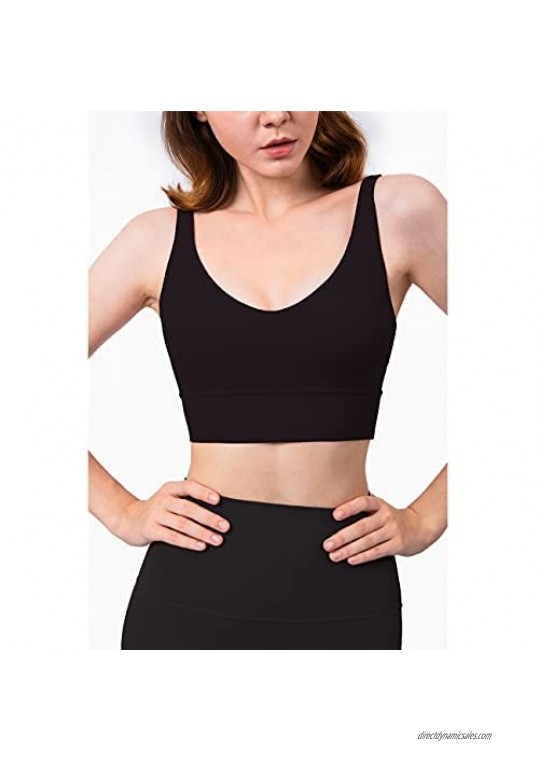 Relexioga Sports Bra for Women Longline Padded Crop Tank Tops for Yoga Workout