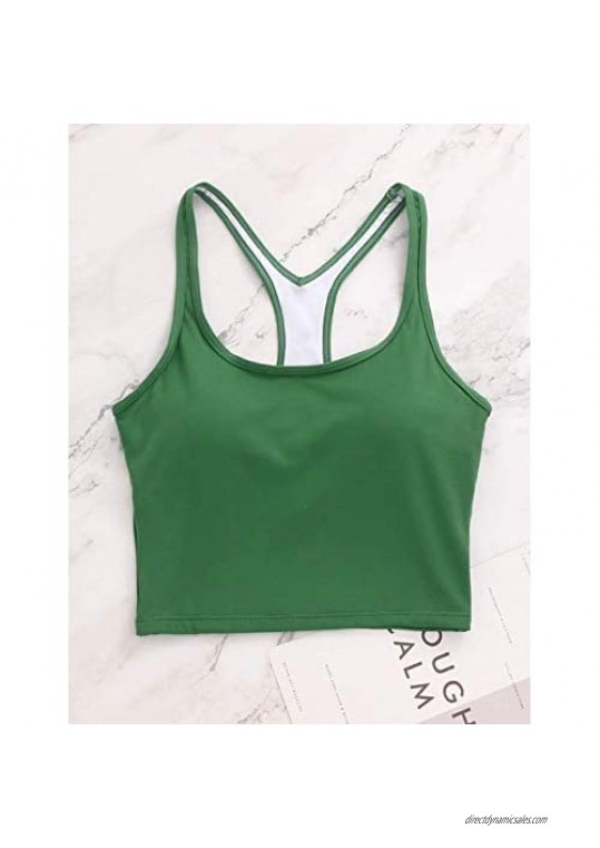 Sports Bra for Women Longline Workout Top Yoga Crop Tank Support Racerback Padded Running Shirt Fitness Camisole