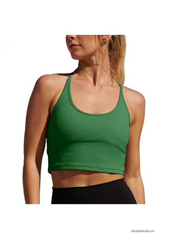Sports Bra for Women Longline Workout Top Yoga Crop Tank Support Racerback Padded Running Shirt Fitness Camisole