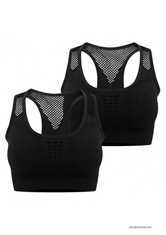 Sports Bras for Women Racerback Padded Seamless Wireless High Impact Support Gym Yoga Bra Workout Fitness 2 Pack