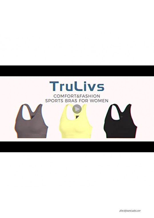 TruLivs Women's Sports Bras Medium Impact Racerback Sports Bras for Women Pack with Removable Pad