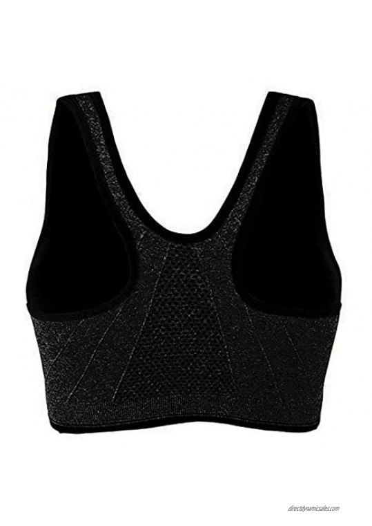Vertvie Women's Sports Bra Front Zipper Yoga Bras Cross Back Support Tank Top for Workout Fitness Post Surgery Bra