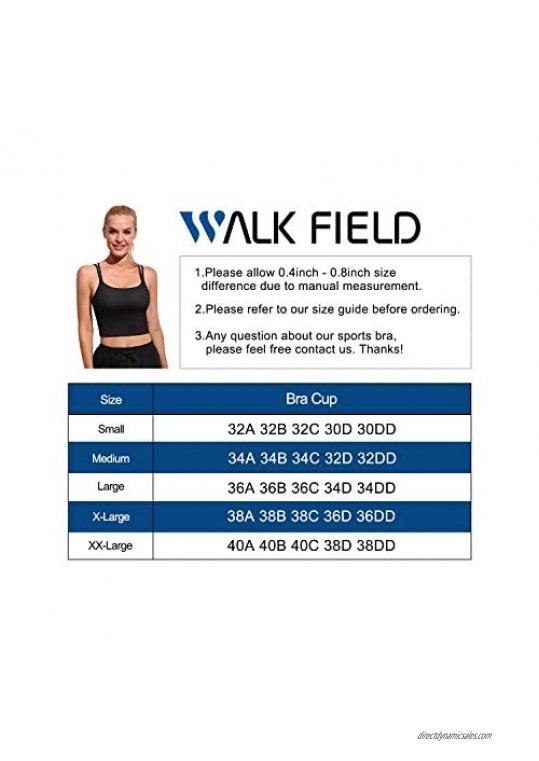 WALK FIELD Strappy Sports Bras for Women Workout Padded Longline Bras Cross Back Wirefree Yoga Bra