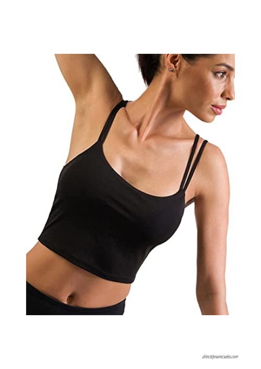 Wcool Workout Tops for Women Yoga Gym Fitness Running Crop Tank Top Longline Padded Sports Bra