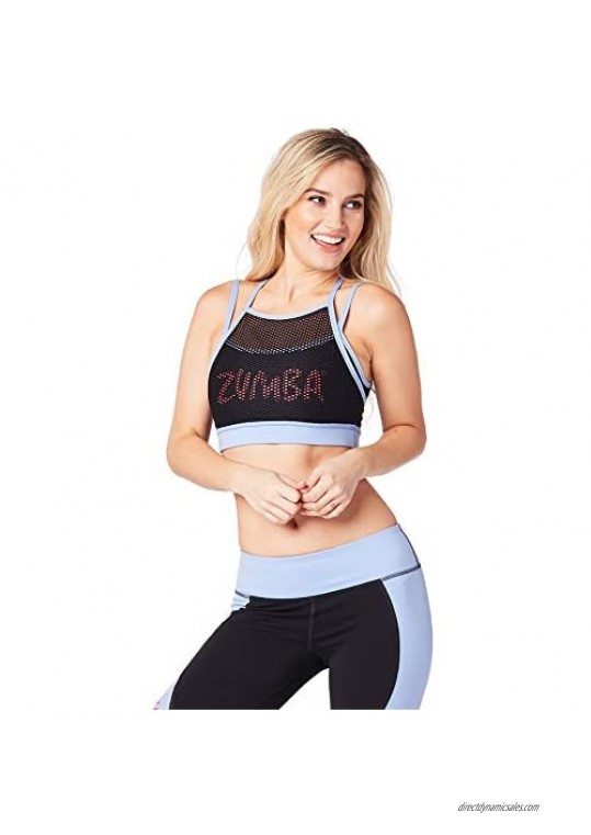 Zumba Women's Sexy Workout Dance Fitness High Neck Sports Bra for Back Support