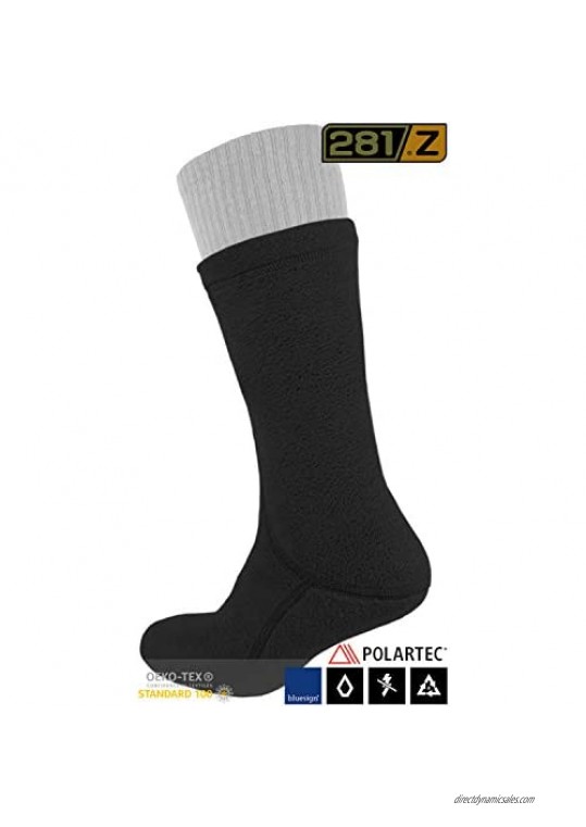281Z Outdoor Warm 8 inch Boot Liner Socks - Military Tactical Hiking Sport - Polartec Fleece Winter Socks (Black)