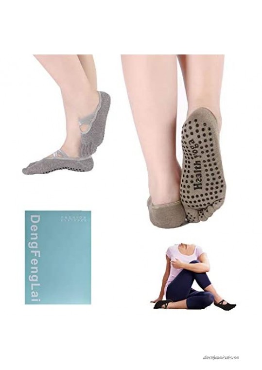 4 pairs Five Toe Socks Yoga Socks for Women Non-Slip Grips & Straps  Ideal for Pilates  Ballet  Dance  Barefoot Workout