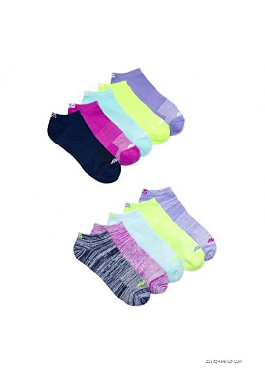 Avia Women’s Performance Lightweight Flatknit NO SHOW Socks (Bright Assorted Sock Size 9-11; Shoe Size 4-10)