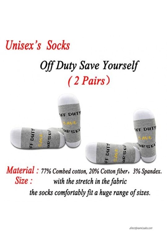 JXGZSO 2 Pairs Dispatcher Socks Gift 911 Dispatcher Gift Off Duty Save Yourself Socks Retirement Gift for 911 Dispatcher