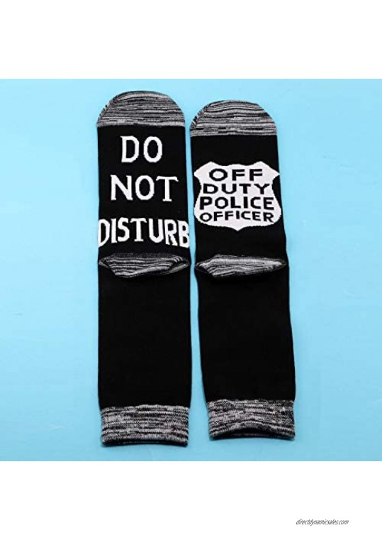 JXGZSO 2 Pairs Police Gift Socks Do Not Disturb Off Duty Police Officer Socks Gift for Men or Women