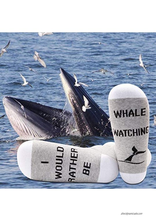 JXGZSO 2 Pairs Whale Lover Socks Whale Lover Gift I Would Rather Be Whale Watching Socks
