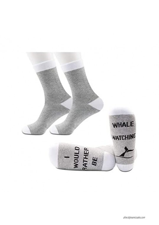 JXGZSO 2 Pairs Whale Lover Socks Whale Lover Gift I Would Rather Be Whale Watching Socks