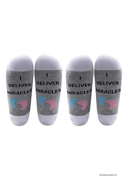 LEVLO Doula Gift for OBGYN Doctor Midwife I Deliver Miracles Cotton Socks Appreciation Gift for OBGYN Midwife