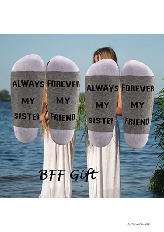 LEVLO Sister Socks Best Friend Socks Always My Sister Forever My Friend Sister Socks BFF Socks for Women