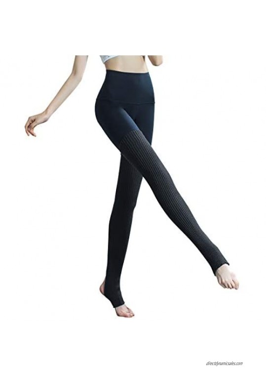 MEESU Womens Stirrup Yoga Socks Ballet Pilates Dance Socks Over Knee High Knit Leg Warmers 80s Long Socks Boot Leg Warmers