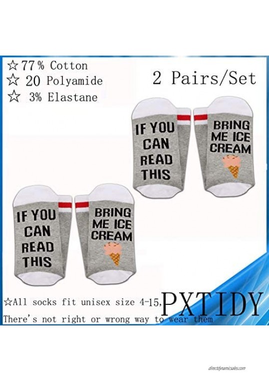 PXTIDY Ice Cream Socks Ice Cream Lover Gift If You Can Read This Bring Me Ice Cream Crew Socks