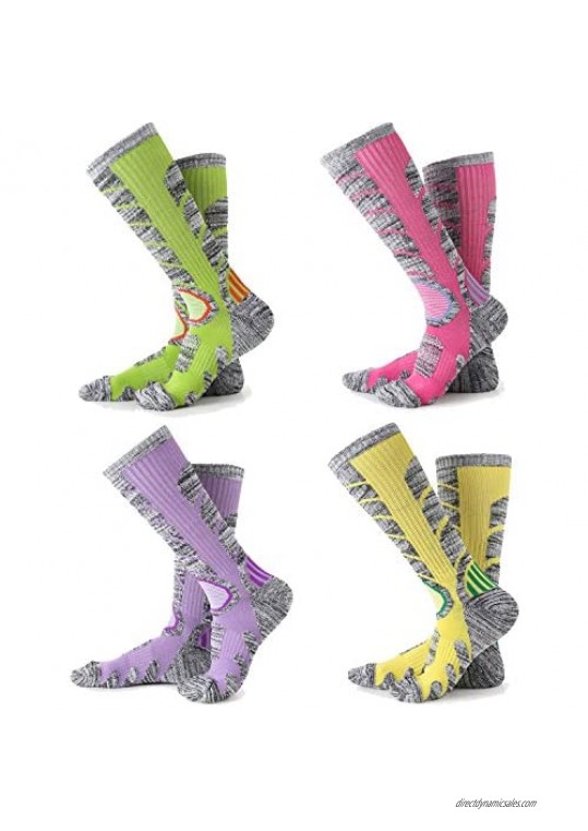 Ski Socks Women - 1/4 Pack Warm Skiing Calf Socks High Performance Winter Sport Socks