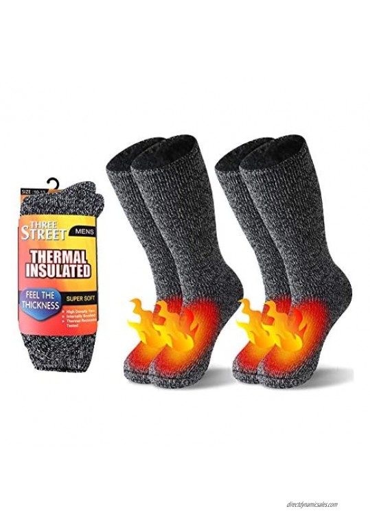 Warm Thermal Socks  Three street Unisex Winter Fur Lined Boot Thick Insulated Heated Socks For Cold Weather
