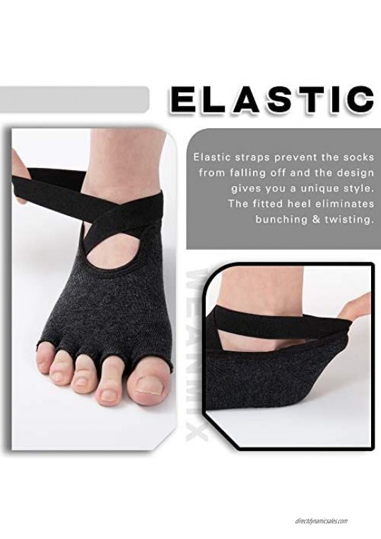 WEANMIX Non Slip Yoga Socks for Women Pilates Grip Socks Toeless Sticky Socks