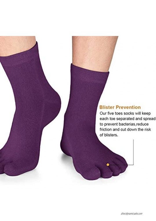 Women's Toe socks Cotton Crew Five Finger Socks For Running Athletic 4 Pack By Sporfits