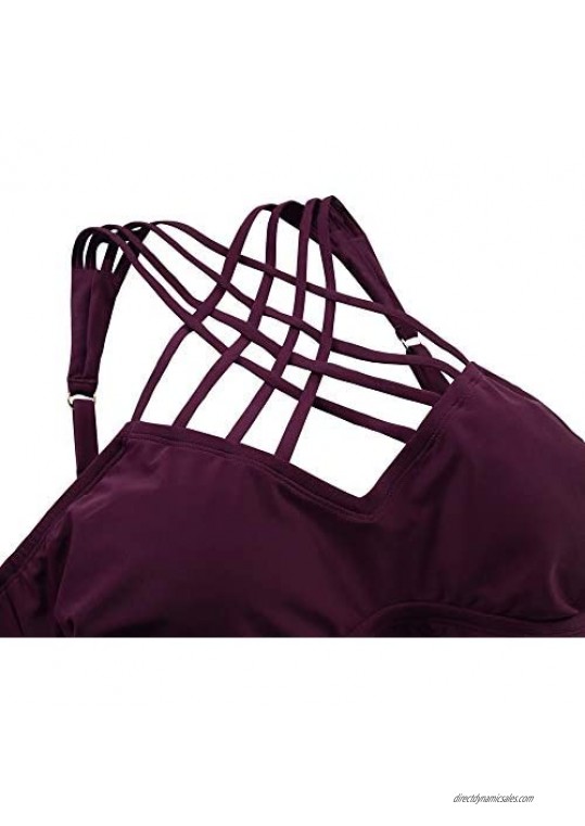 coastal rose Women's Tankini Swimsuit Tops Crisscross Front Fitted Swim Bathing Suit Top