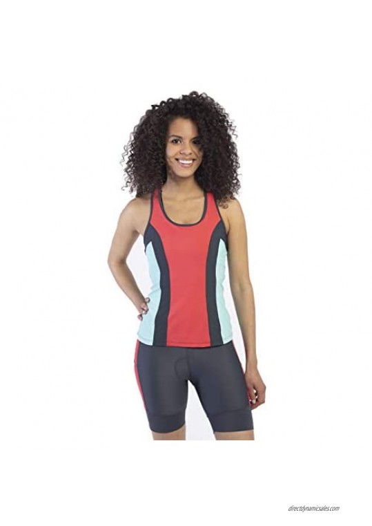 MooMotion Womens Racerback Tri Top - Built in Bra - Back Pocket - Womens Triathlon Top - Made in The USA