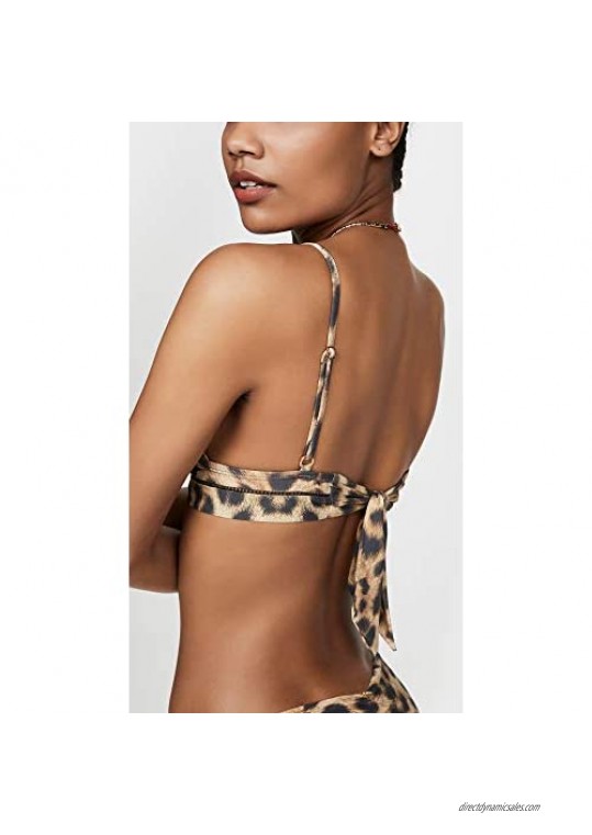 PQ Swim Women's Kylie Jungle Stitched Halter Bikini Top - Adjustable Straps Removable Padding