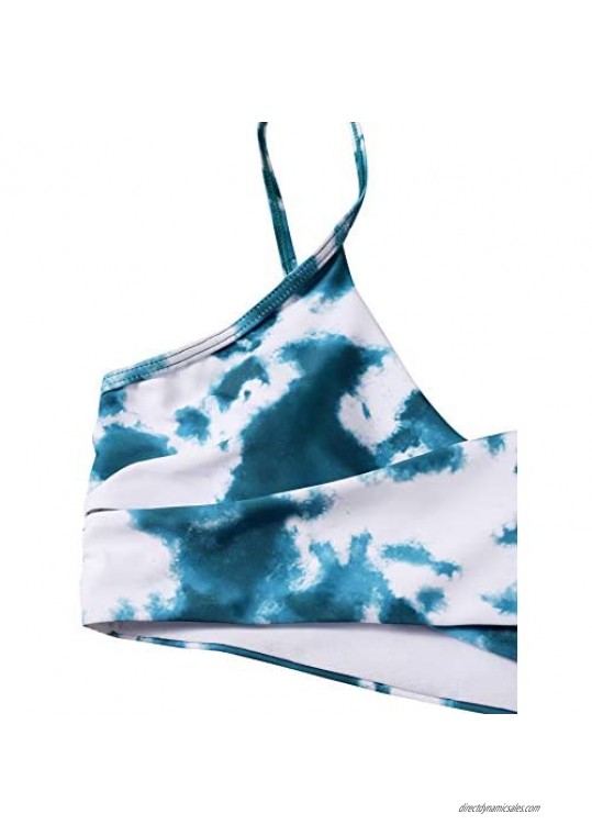 Verdusa Women's Tie Dye Print Surplice Neck Padded Swimsuit Bikini Top
