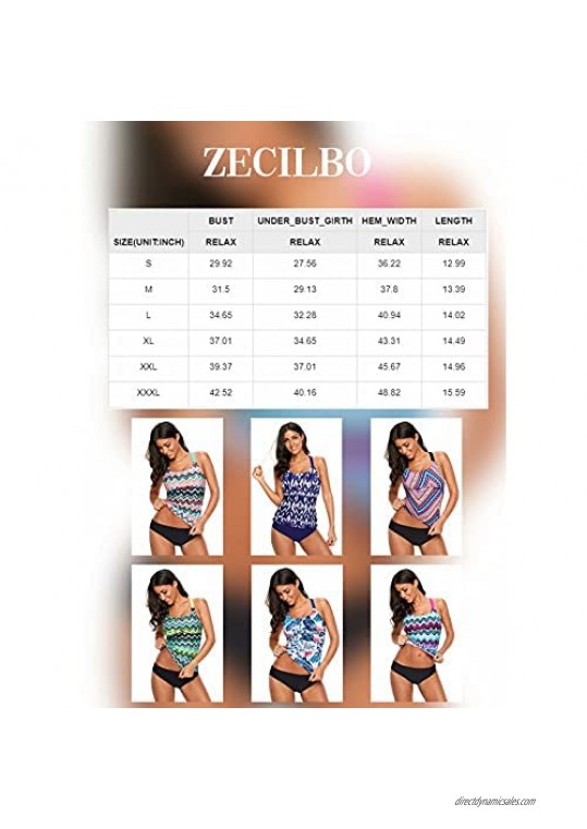 Zecilbo Women's Striped Printed Strappy Racerback Scoop Neck Tankini Top No Bottom