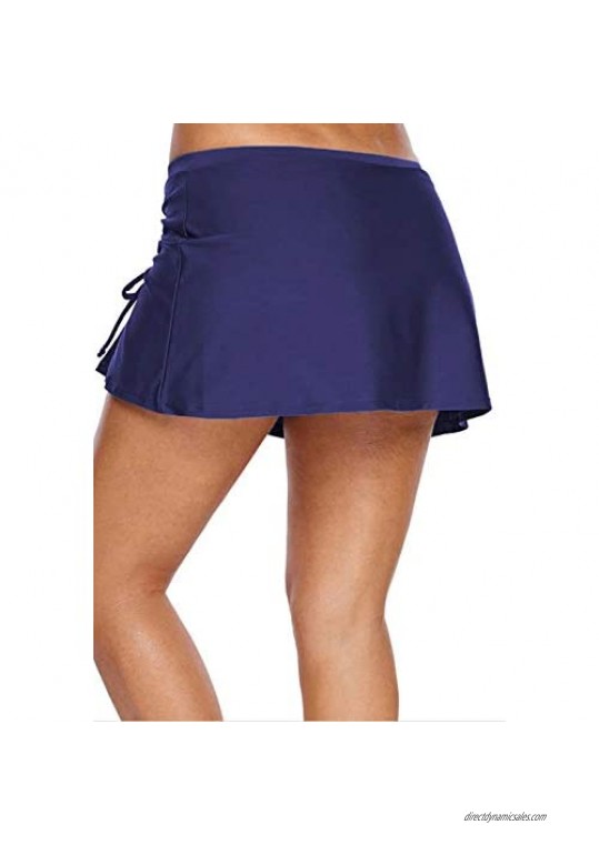 Ecupper Women's Swimdress Drawstring Skirt Adjustable Tie Side Tankini Bottom Cute Waisted Skorts
