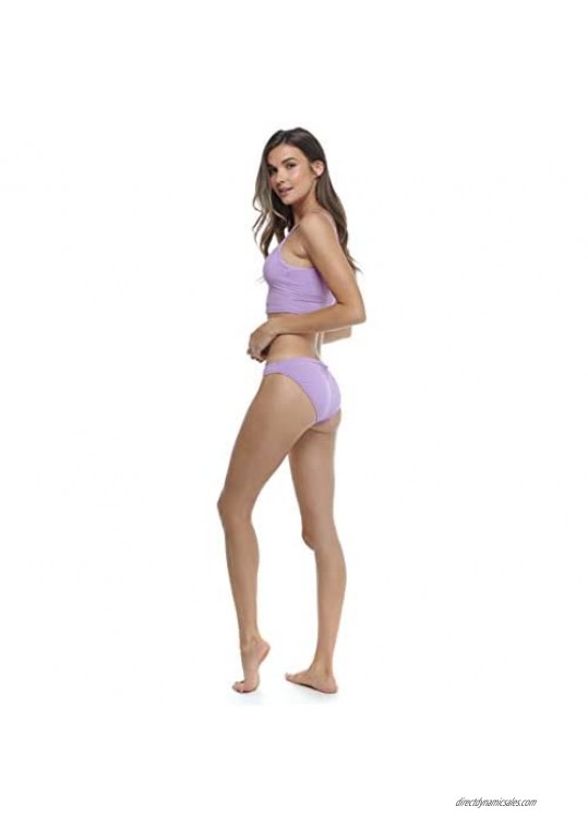 EIDON Women's Basic Solid Fuller Coverage Bikini Bottom Swimsuit