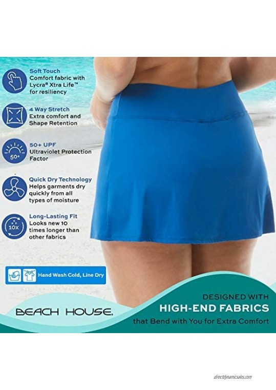 Emma Swim Skort — Full Coverage Athletic Swimsuit Skirt with Boy Shorts Blue Bliss 14