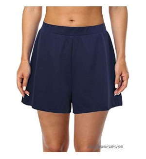 Hilor Women's Boy Leg Swim Bottom UPF 50+ Board Shorts Boyshorts Swim Shorts Tankini Bottom