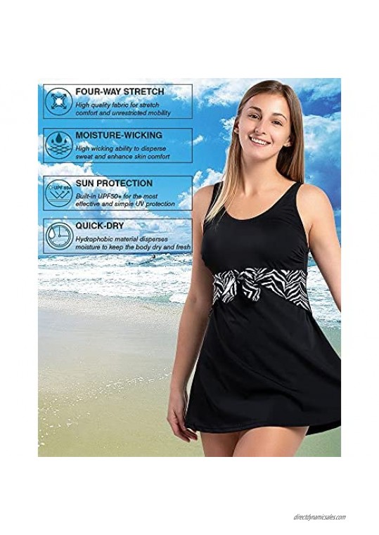 KEEPRONE Tankini Tops for Women Swimwear Flowy Hem Swimdress Modest Cover Up Swimsuit