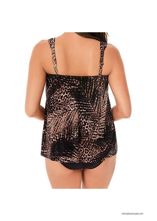 Miraclesuit Women's Swimwear Tigris Dazzle High Neckline Underwire Bra Tankini Bathing Suit Top