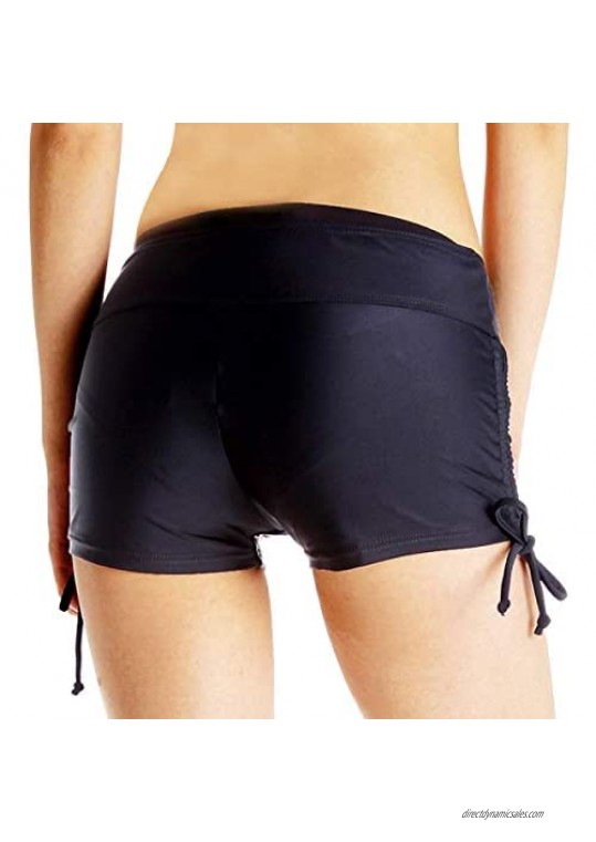 Mycoco Women's Boy Leg Swim Bottom Drawstring Boy Shorts Bikini Bottoms Tankini Bottom