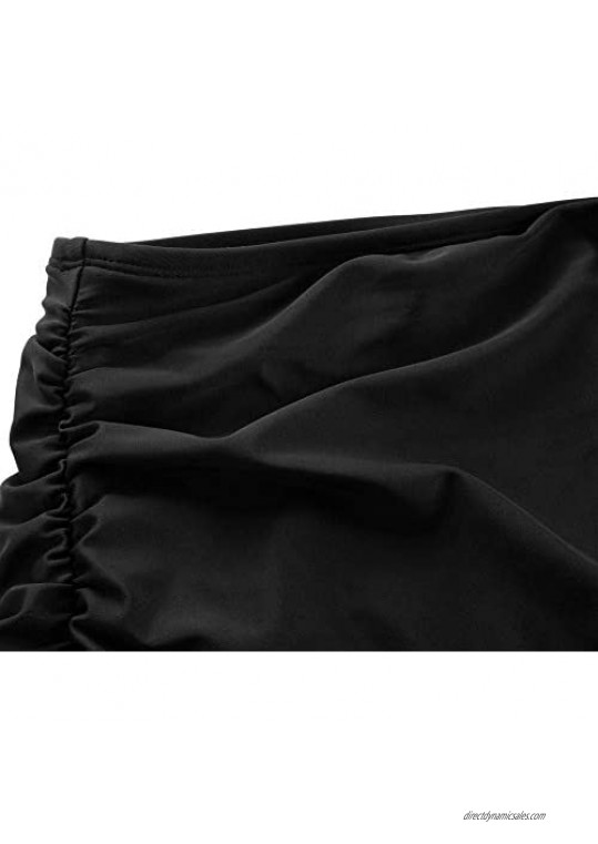 Mycoco Women's High Waisted Swim Skirt Ruched Tummy Control Bikini Bottom Tankini Swimsuit with Brief