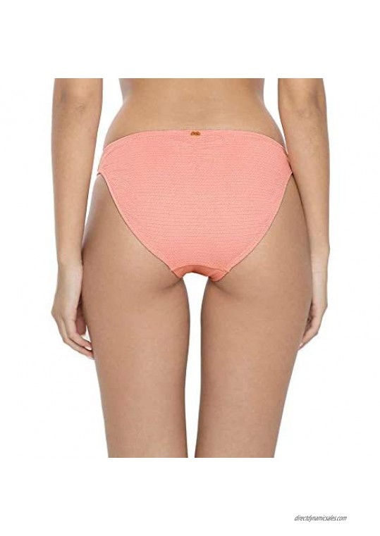 PQ Swim Women's Coral Coast Basic Ruched Bikini Bottoms - Moderate Rise Fuller Coverage - Full