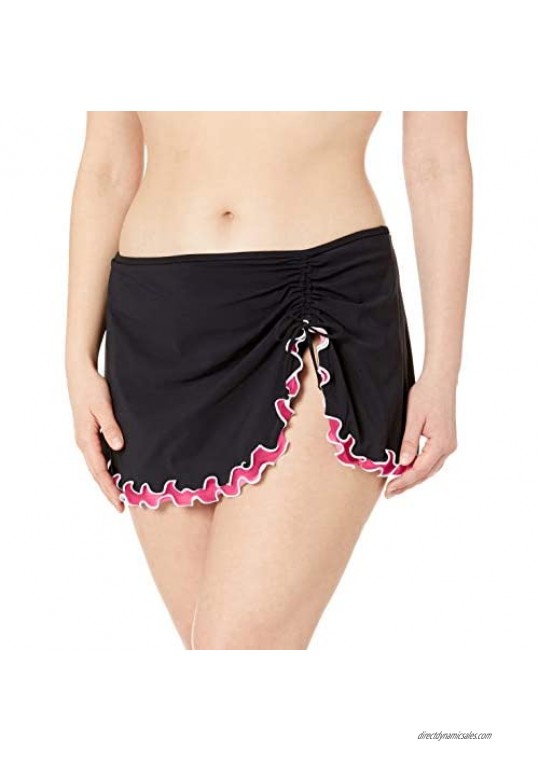 Profile by Gottex Women's Plus-Size Lettuce Ruffle Side Tie Skirted Swimsuit Bottom