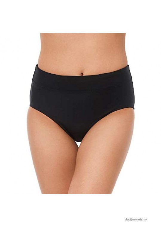 Reebok Women's Swimwear Sport Fashion Basic Solid Swim Brief Bathing Suit Bottom