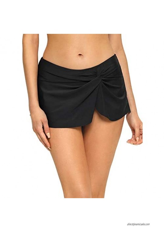RELLECIGA Women's Swim Skirt Tummy Control Mid-Waisted Skort Bikini Bottom