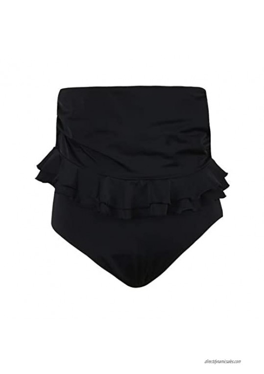 Septangle Women Swim Dress Bikini Bottom Shirred Ruffle Swim Skirt Bathing Suit Bottoms